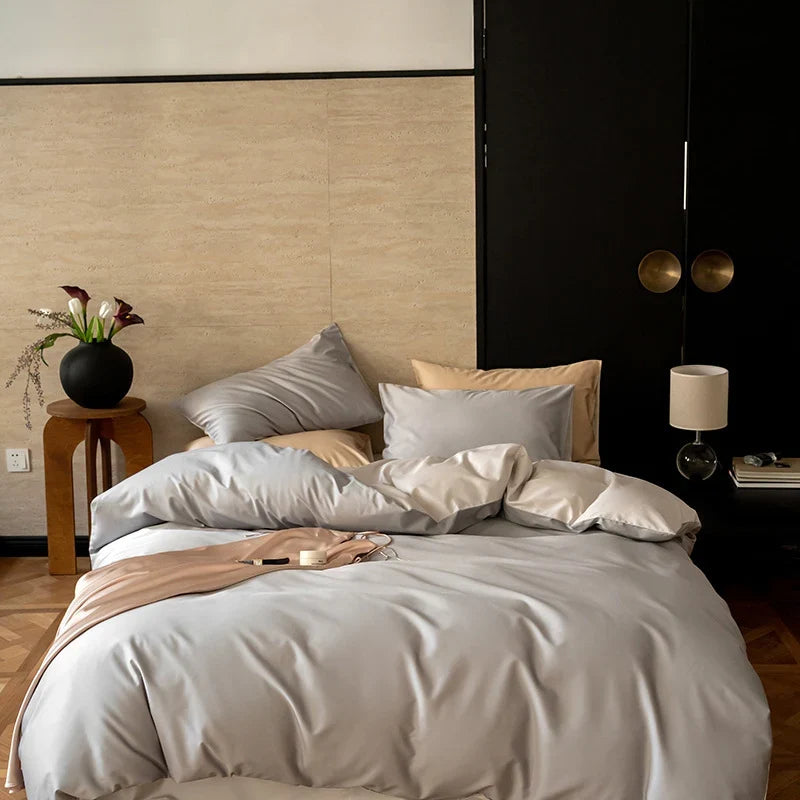 Bedding Set Reversible Satin 4-Piece Temperature-Regulating