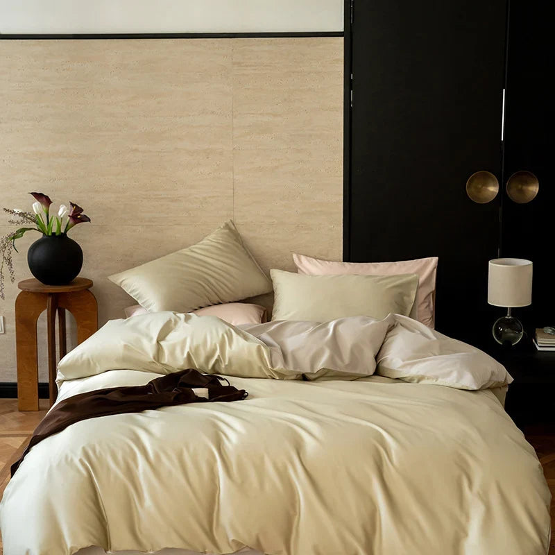 Bedding Set Reversible Satin 4-Piece Temperature-Regulating