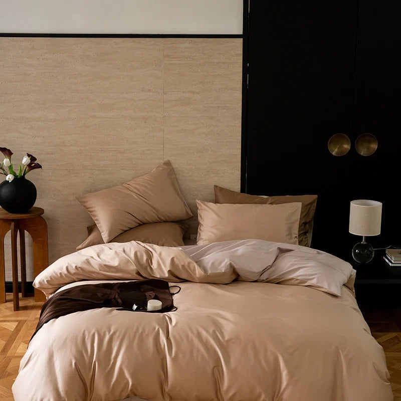 Bedding Set Reversible Satin 4-Piece Temperature-Regulating