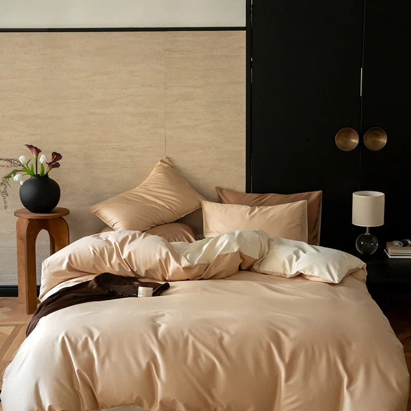 Bedding Set Reversible Satin 4-Piece Temperature-Regulating