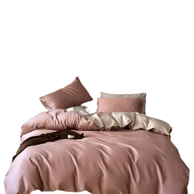 Bedding Set Reversible Satin 4-Piece Temperature-Regulating
