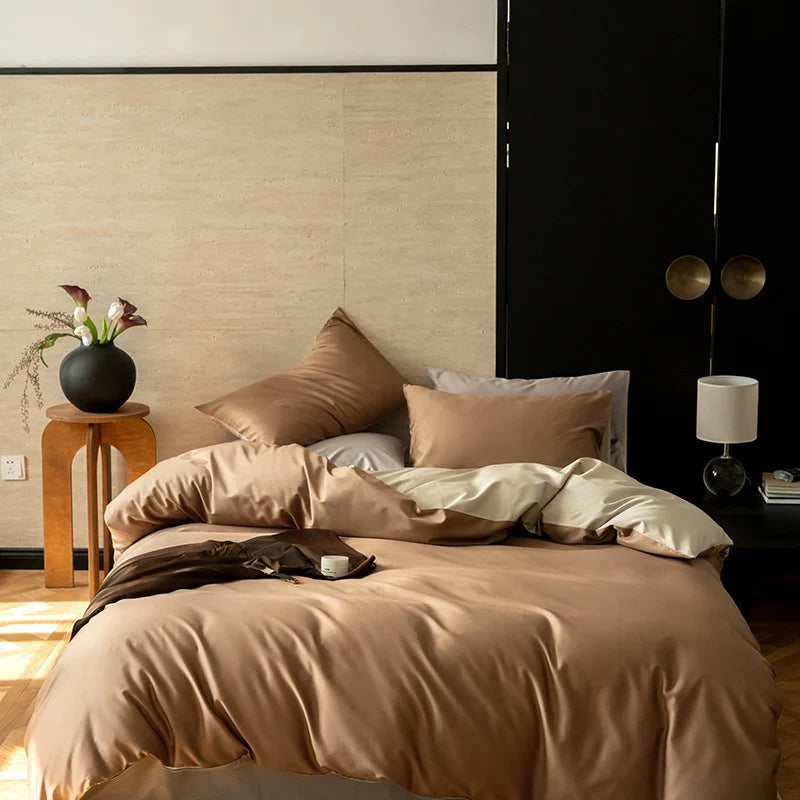 Bedding Set Reversible Satin 4-Piece Temperature-Regulating