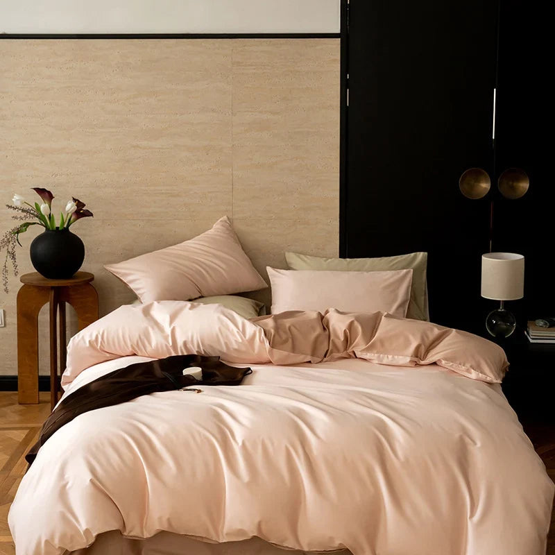 Bedding Set Reversible Satin 4-Piece Temperature-Regulating