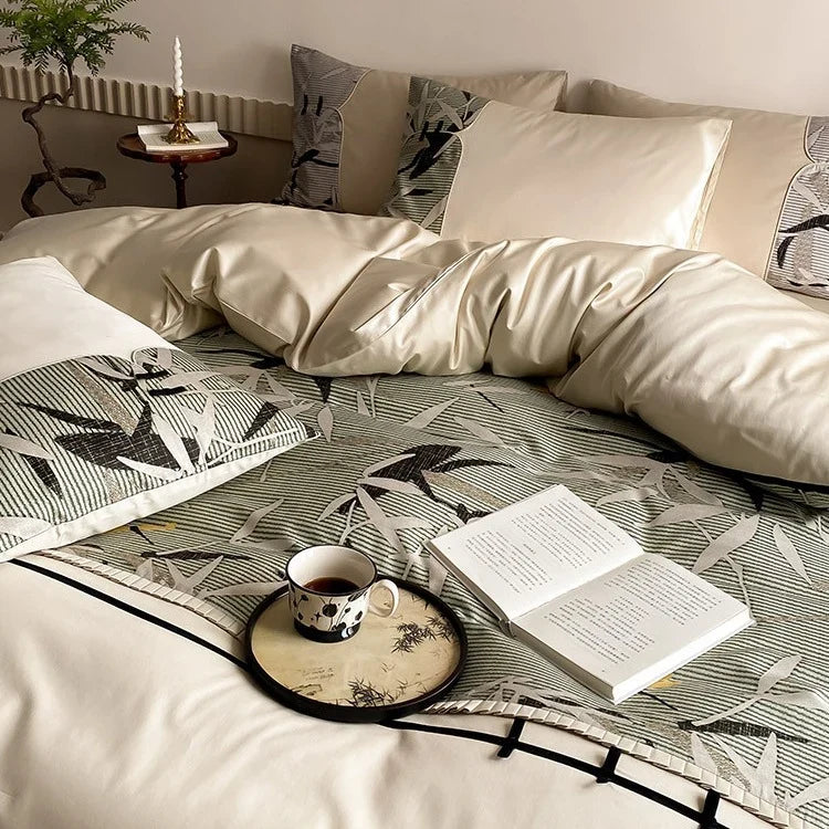 Bedding Set Reversible Satin Quilted Hidden Zipper