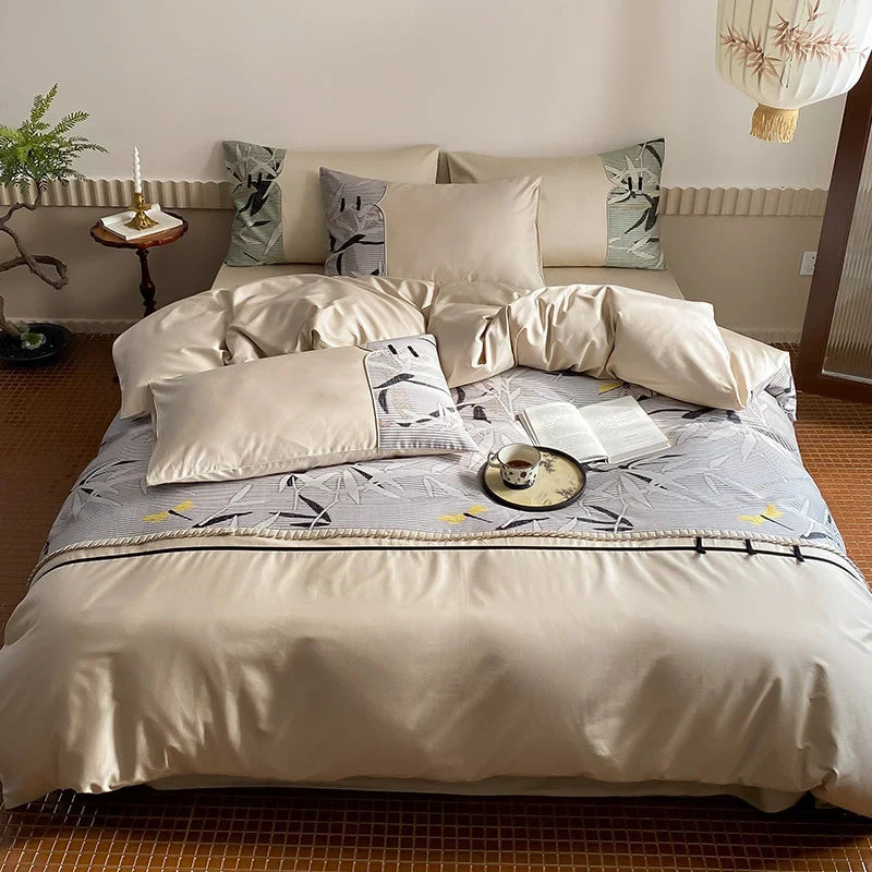 Bedding Set Reversible Satin Quilted Hidden Zipper