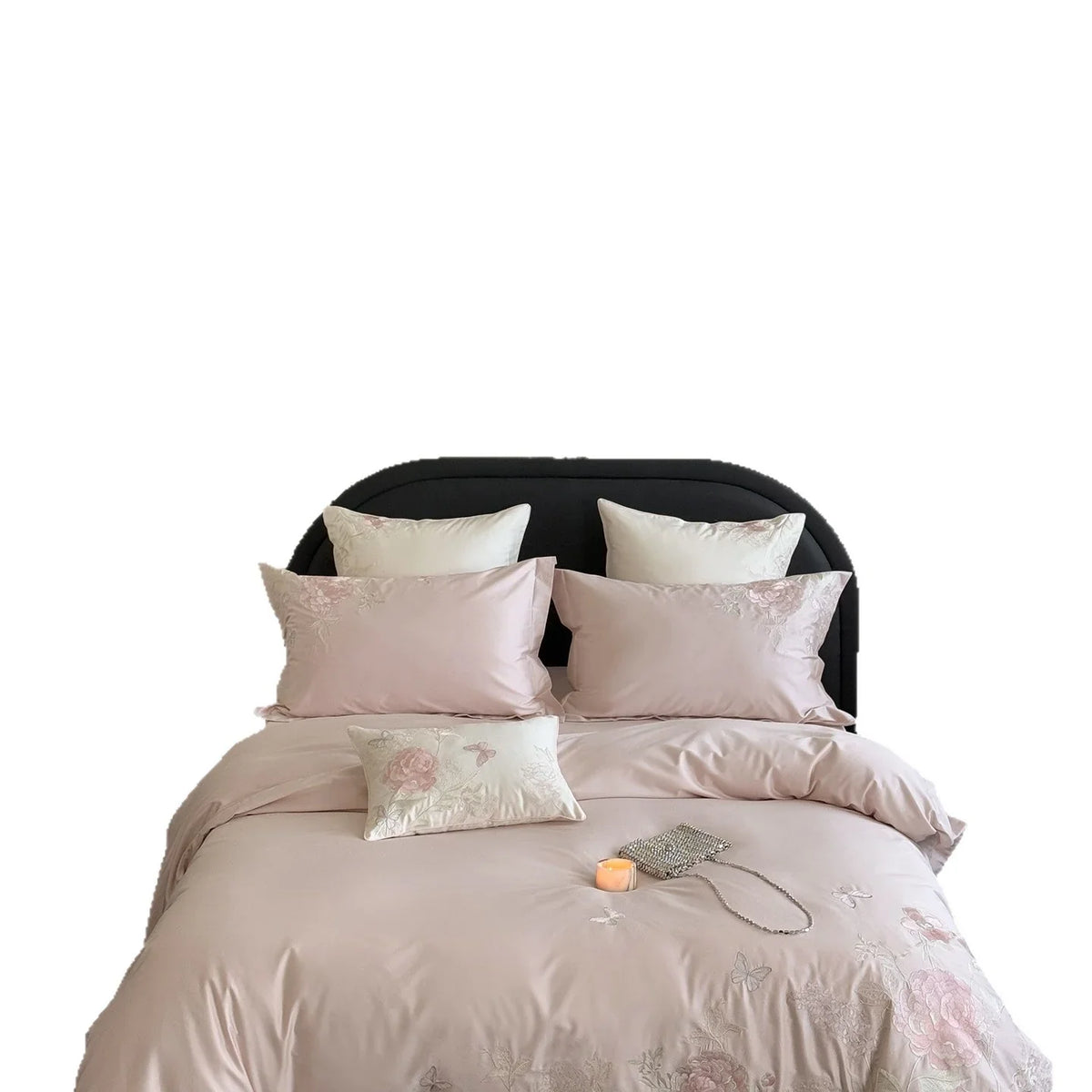 Bedding Set Satin Silk-Soft Floral Embroidery 4-Piece