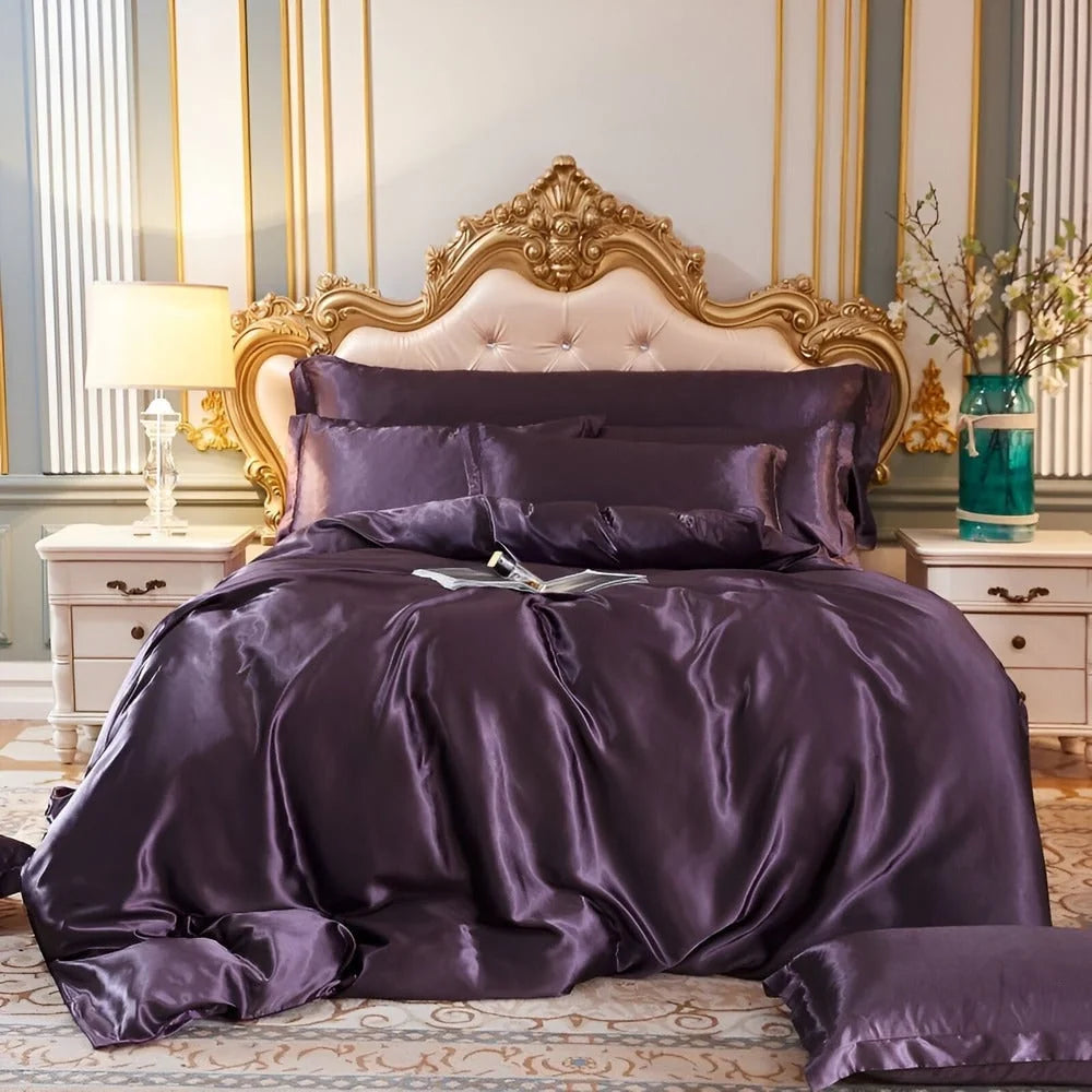 Bedding Set Silk-Touch Breathable With 2 Pillowcases