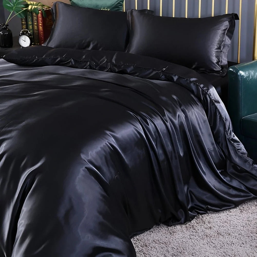 Bedding Set Silk-Touch Breathable With 2 Pillowcases