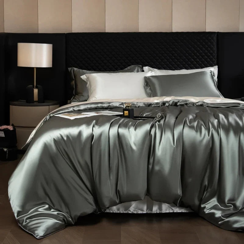 Bedding Set Silky Satin Breathable 4 Piece