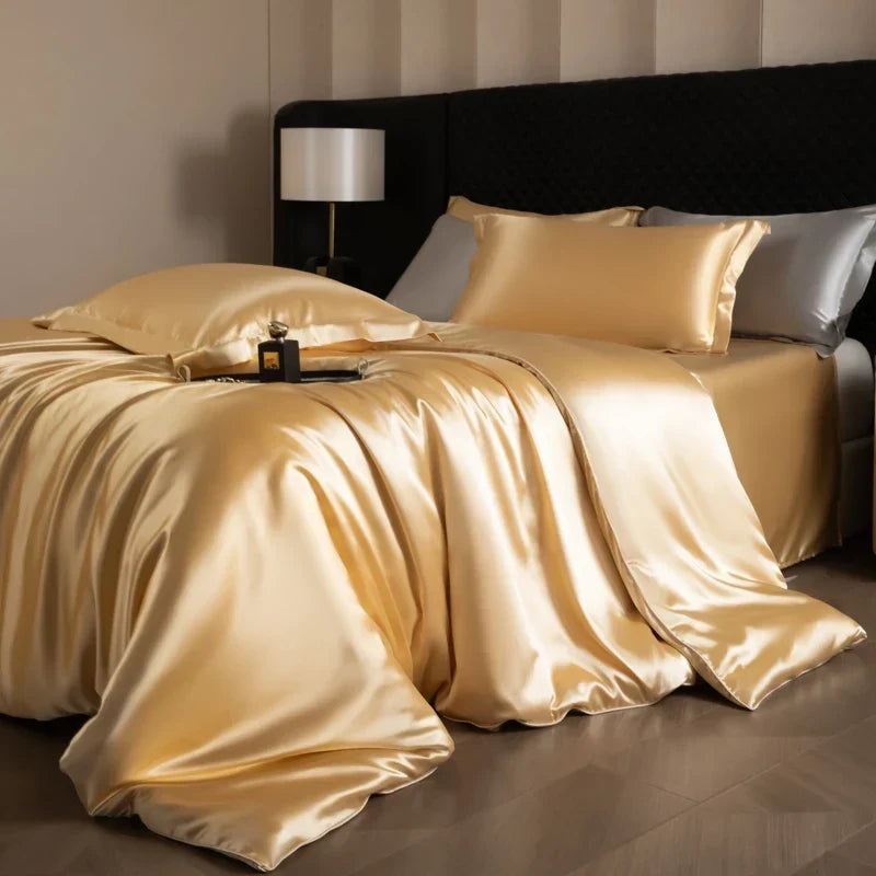 Bedding Set Silky Satin Breathable 4 Piece