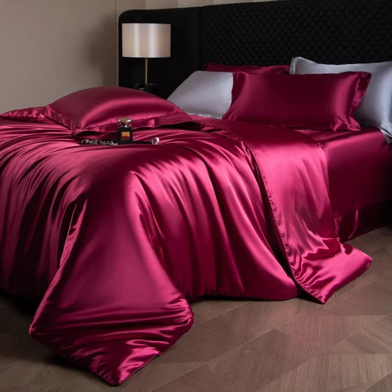 Bedding Set Silky Satin Breathable 4 Piece