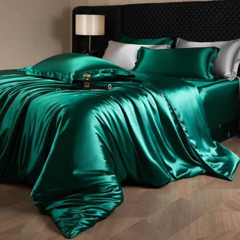 Bedding Set Silky Satin Breathable 4 Piece