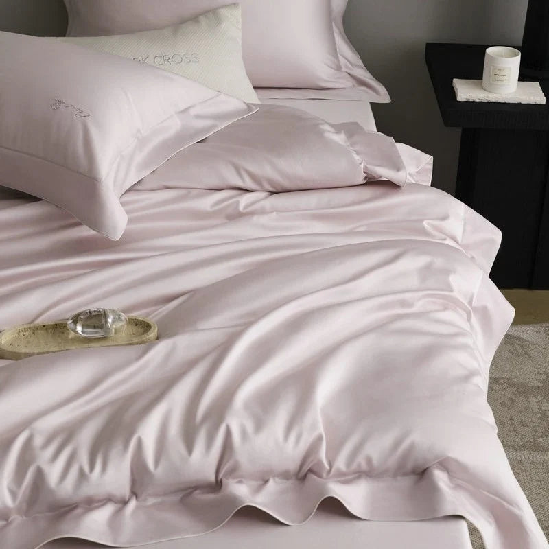 Bedding Set Silky Satin Hidden Zipper 4-Piece Set
