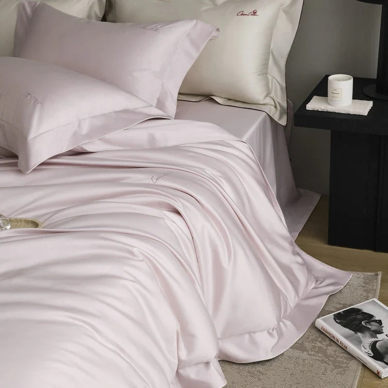 Bedding Set Silky Satin Hidden Zipper 4-Piece Set