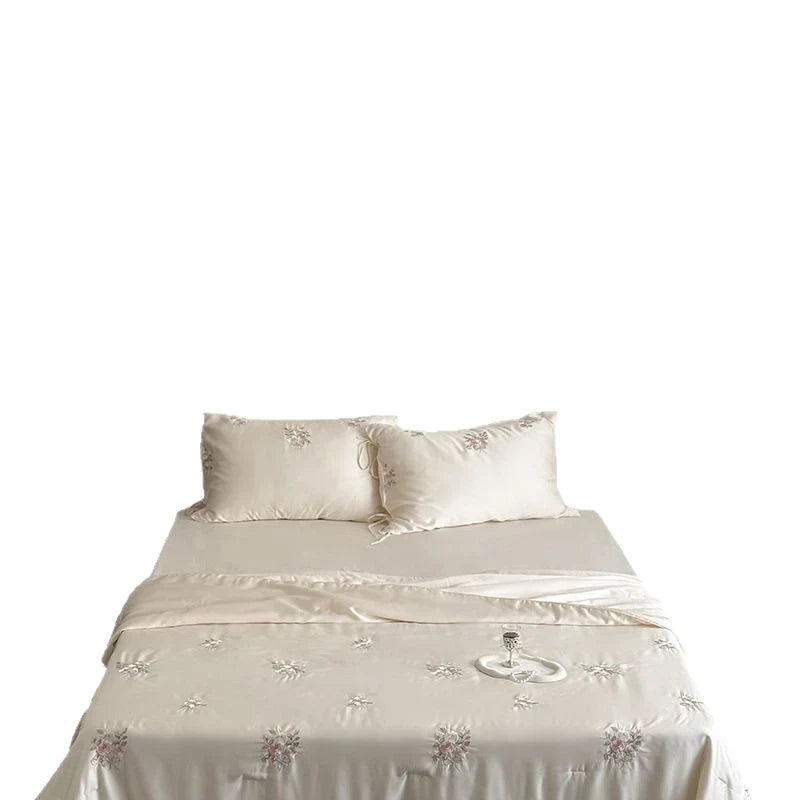 Bedding Set Silky Satin & Rose Embroidery
