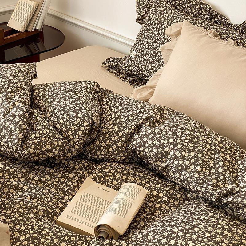 Bedding Set Soft & Breathable Cotton Floral Ruffle Concealed Zipper
