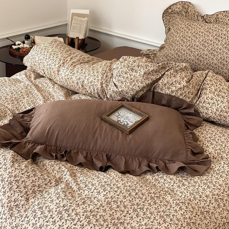 Bedding Set Soft & Breathable Cotton Floral Ruffle Concealed Zipper