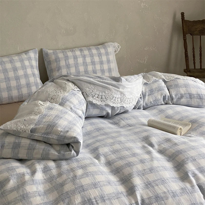 Bedding Set Soft-Washed Cotton Fine Lace Trim All-Season Comfort