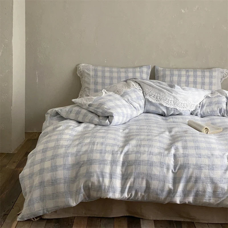 Bedding Set Soft-Washed Cotton Fine Lace Trim All-Season Comfort