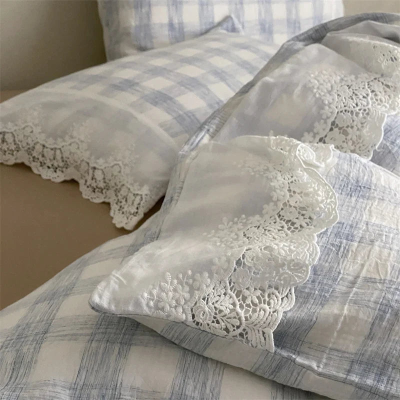Bedding Set Soft-Washed Cotton Fine Lace Trim All-Season Comfort