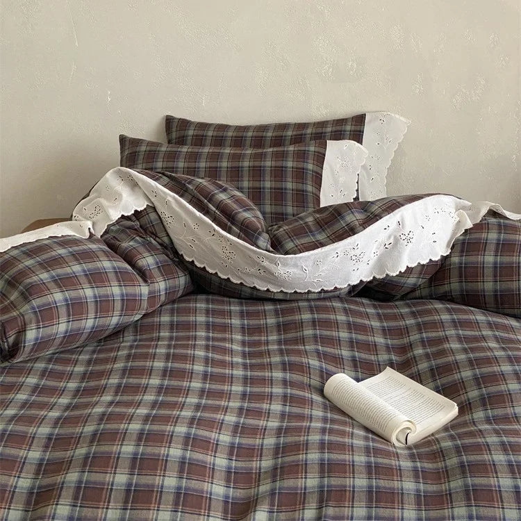 Bedding Set Soft-Washed Cotton Fine Lace Trim All-Season Comfort