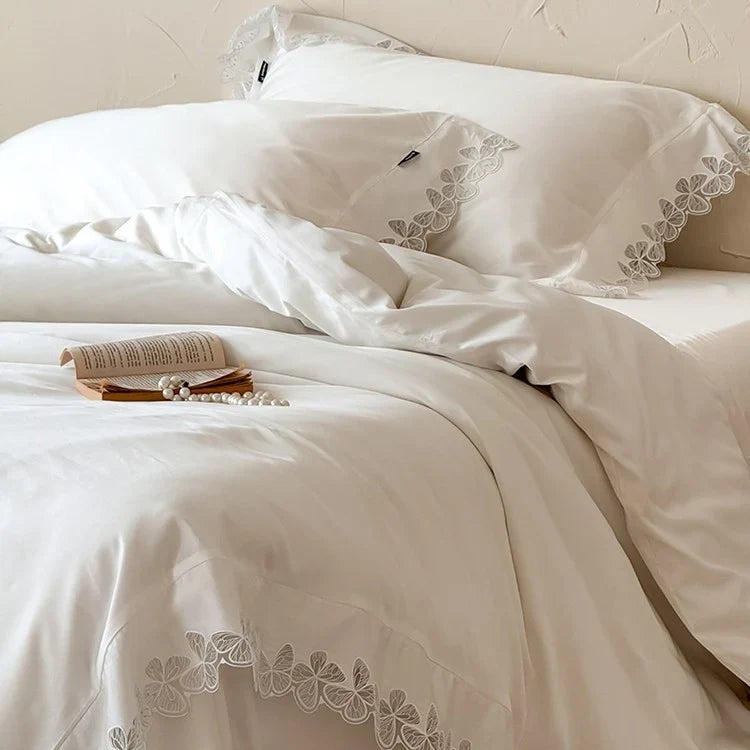 Bedding Set Temperature-Regulating Cotton Satin Lace Border