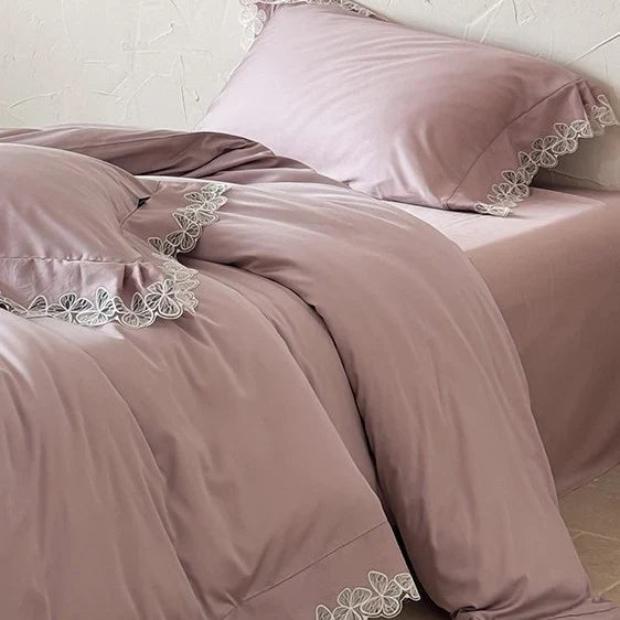 Bedding Set Temperature-Regulating Cotton Satin Lace Border