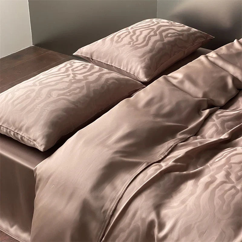 Bedding Set Tencel Satin Jacquard Leopard 4-Piece
