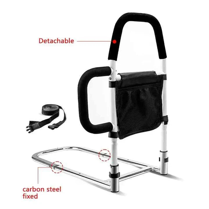 Bedside Assist Rail Reinforced Steel Padded Grip Tool-Free Installation
