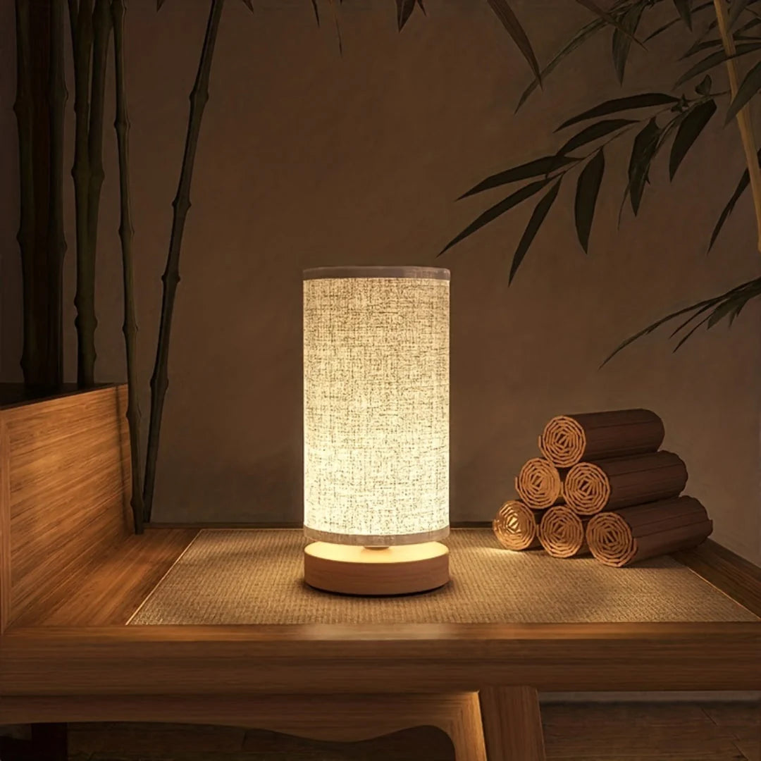 Bedside Lamp USB Powered Space Saving Unstained Timber