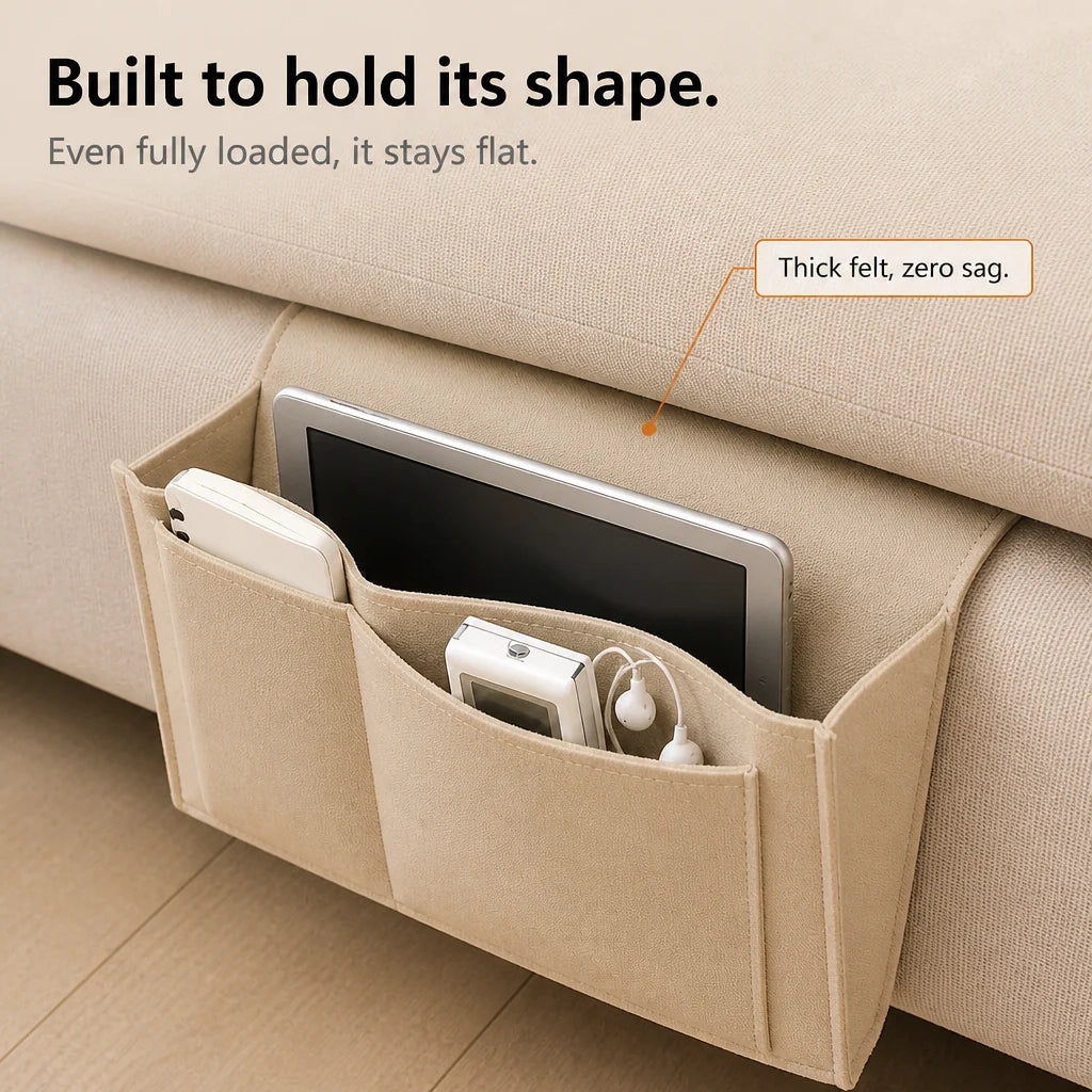 Bedside Organizer Under-Mattress Felt Storage Pockets