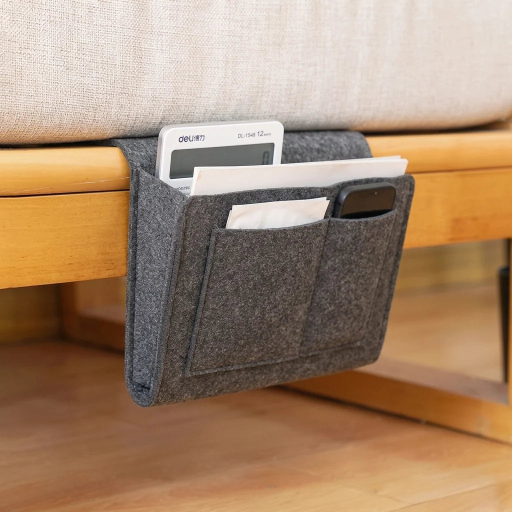 Bedside Organizer Under-Mattress Felt Storage Pockets