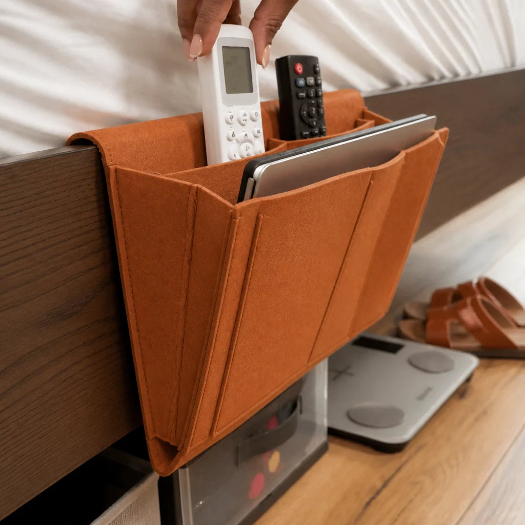 Bedside Organizer Under-Mattress Felt Storage Pockets