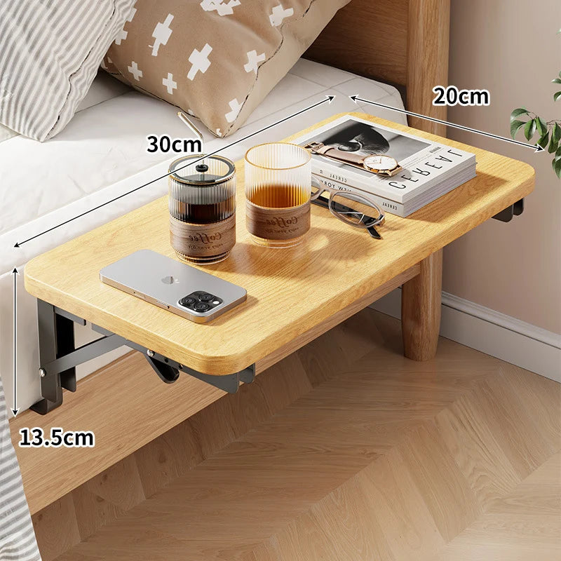 Bedside Shelf Foldable Space-Saving Wood Surface