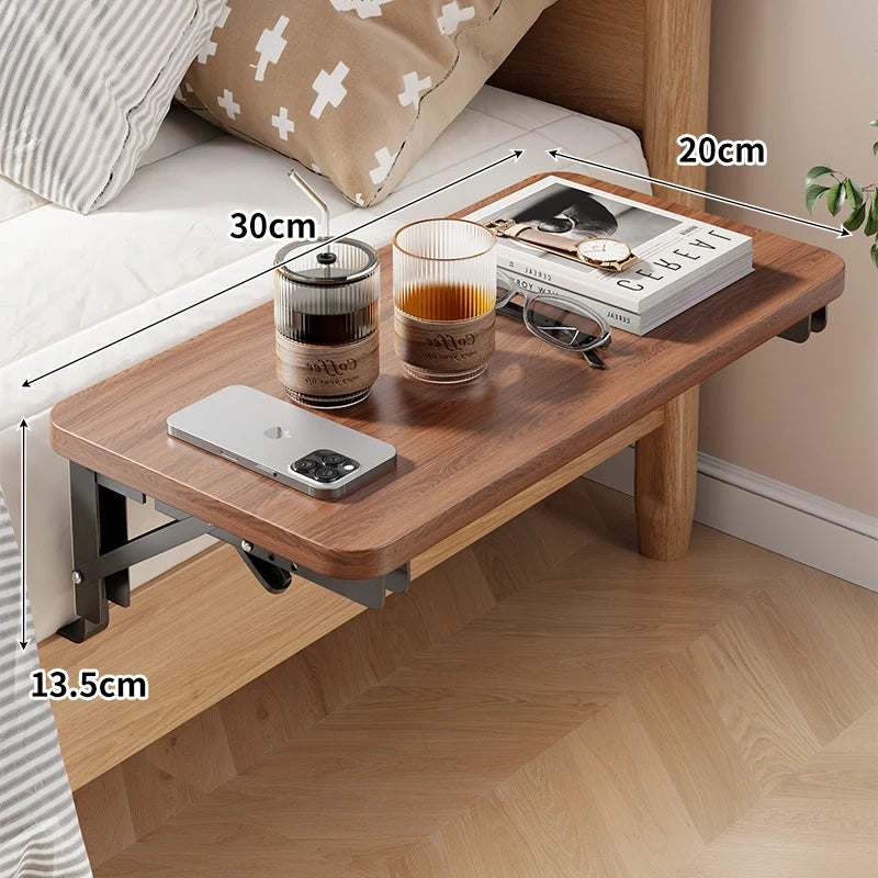 Bedside Shelf Foldable Space-Saving Wood Surface