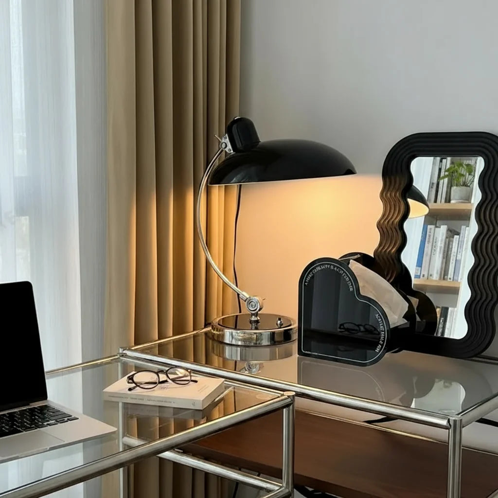 Bedside Table Lamp Single-Curve Arc Weighted Base