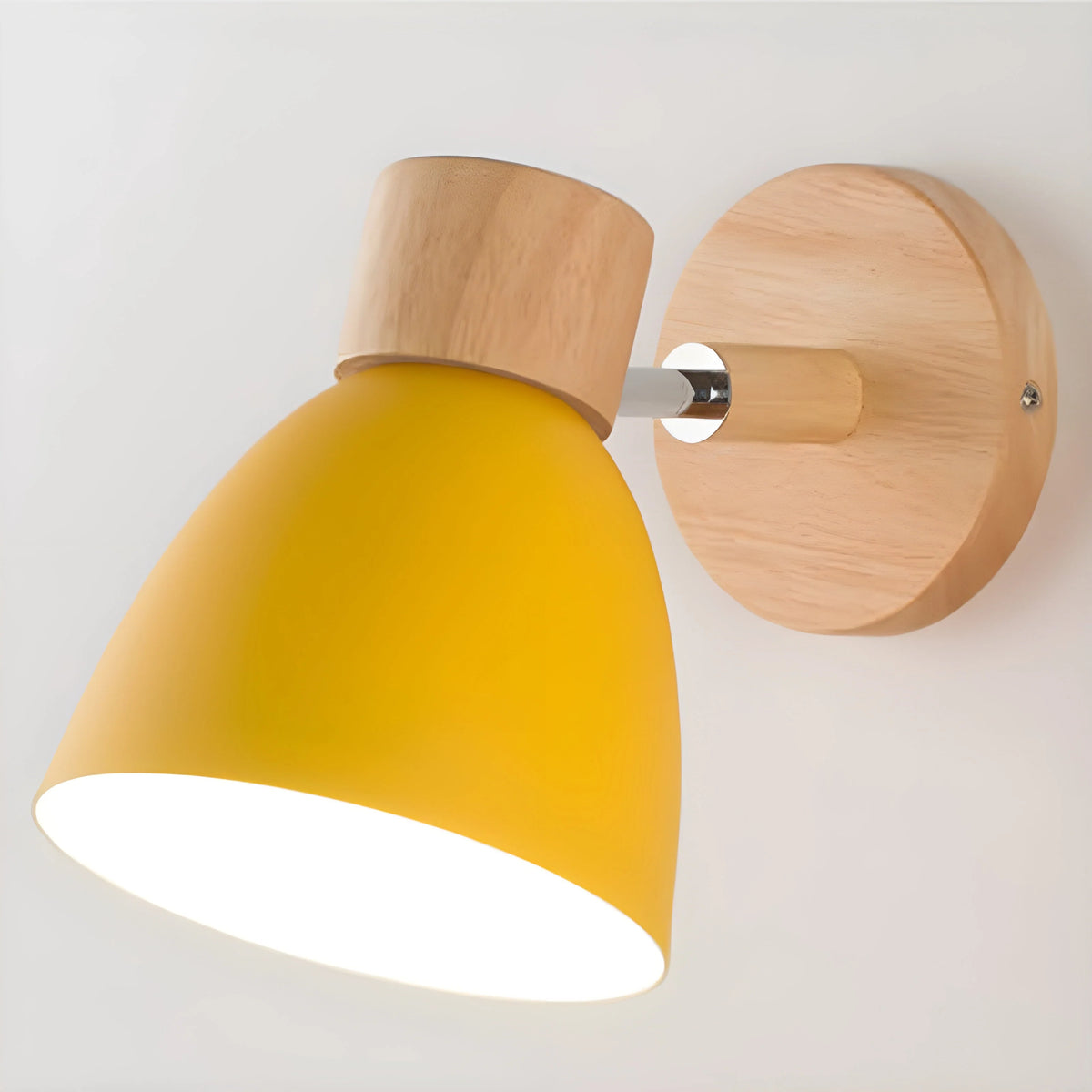 Bedside Wall Lamp Wooden Adjustable Head & Built-In Switch
