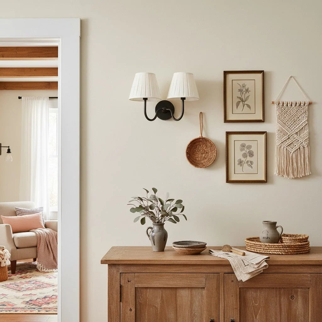 Bedside Wall Light Dimmable Fabric Shade