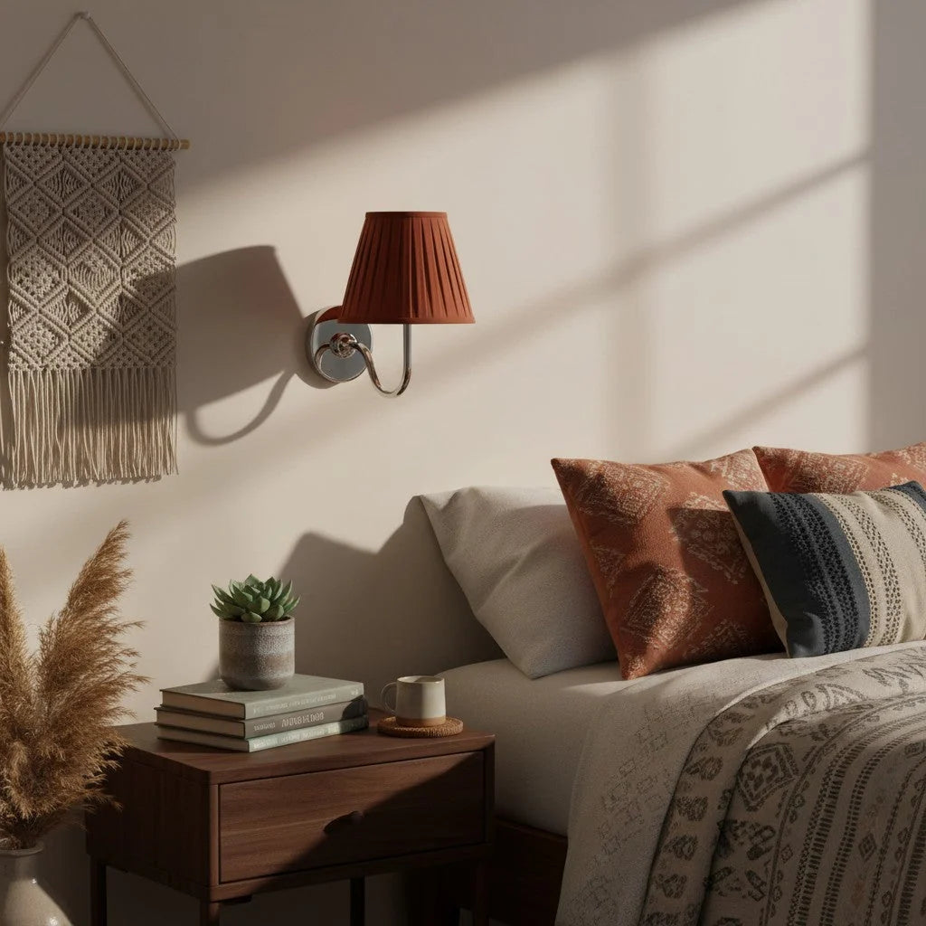 Bedside Wall Light Dimmable Fabric Shade