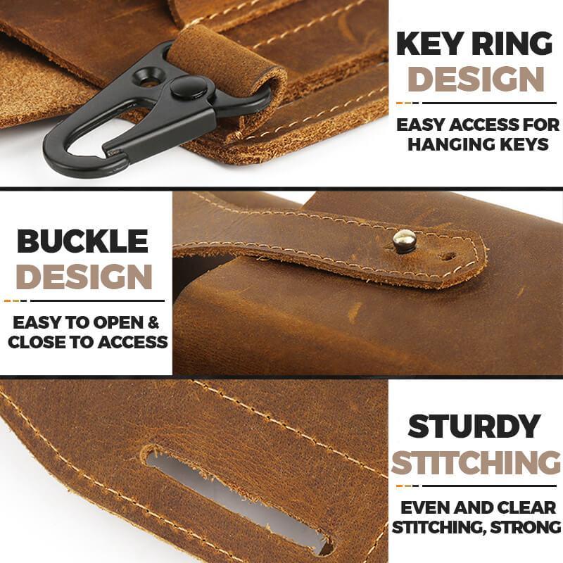 Belt Pouch Microfiber PU Leather Multiple Pockets