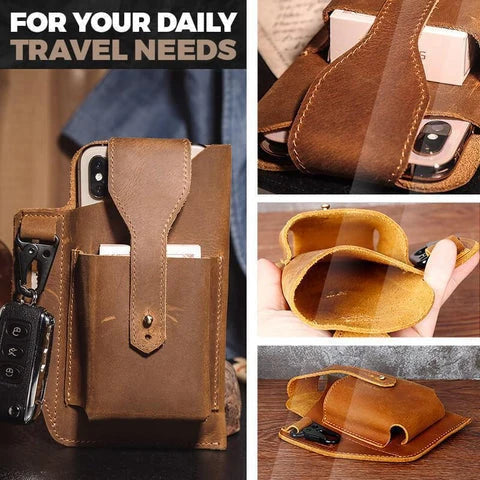 Belt Pouch Microfiber PU Leather Multiple Pockets