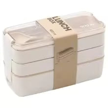 Bento Box Three-Tier Stackable Wheat Straw 900ml