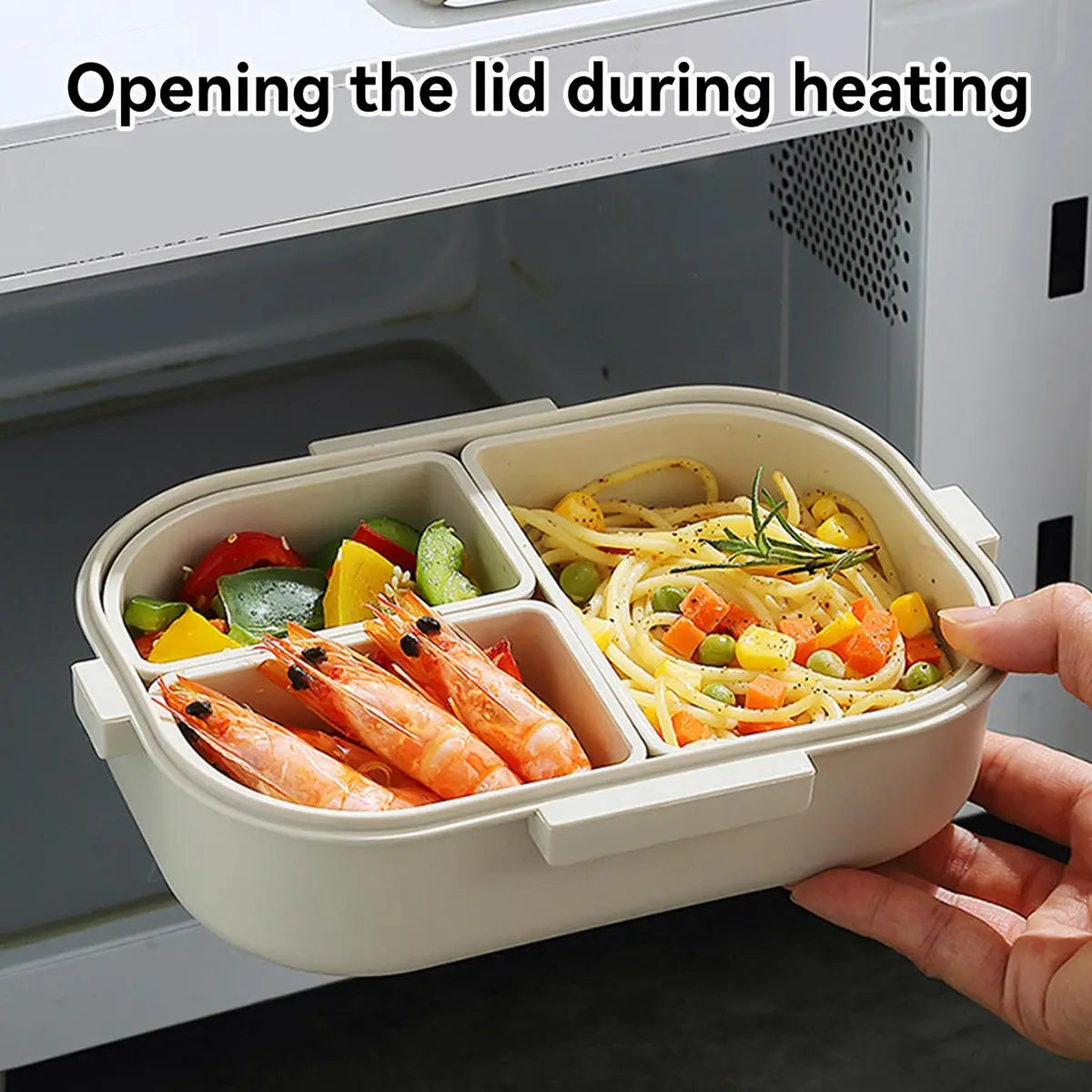 Bento Lunch Box 3 Sealed Compartments Microwave Safe