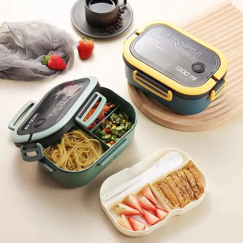 Bento Lunch Box Two-Tier With Fork & Spoon