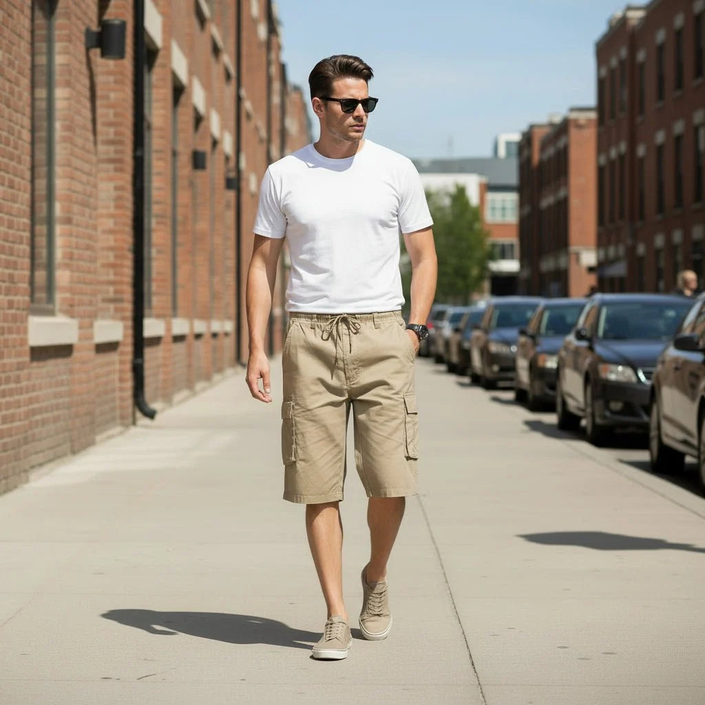 Bermuda Shorts Lightweight Relaxed Fit Zipper Side Pockets