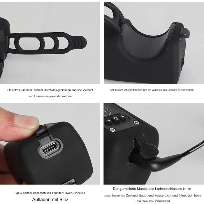 Bicycle Bell 110dB Alarm & Bright LED USB Rechargeable Waterproof