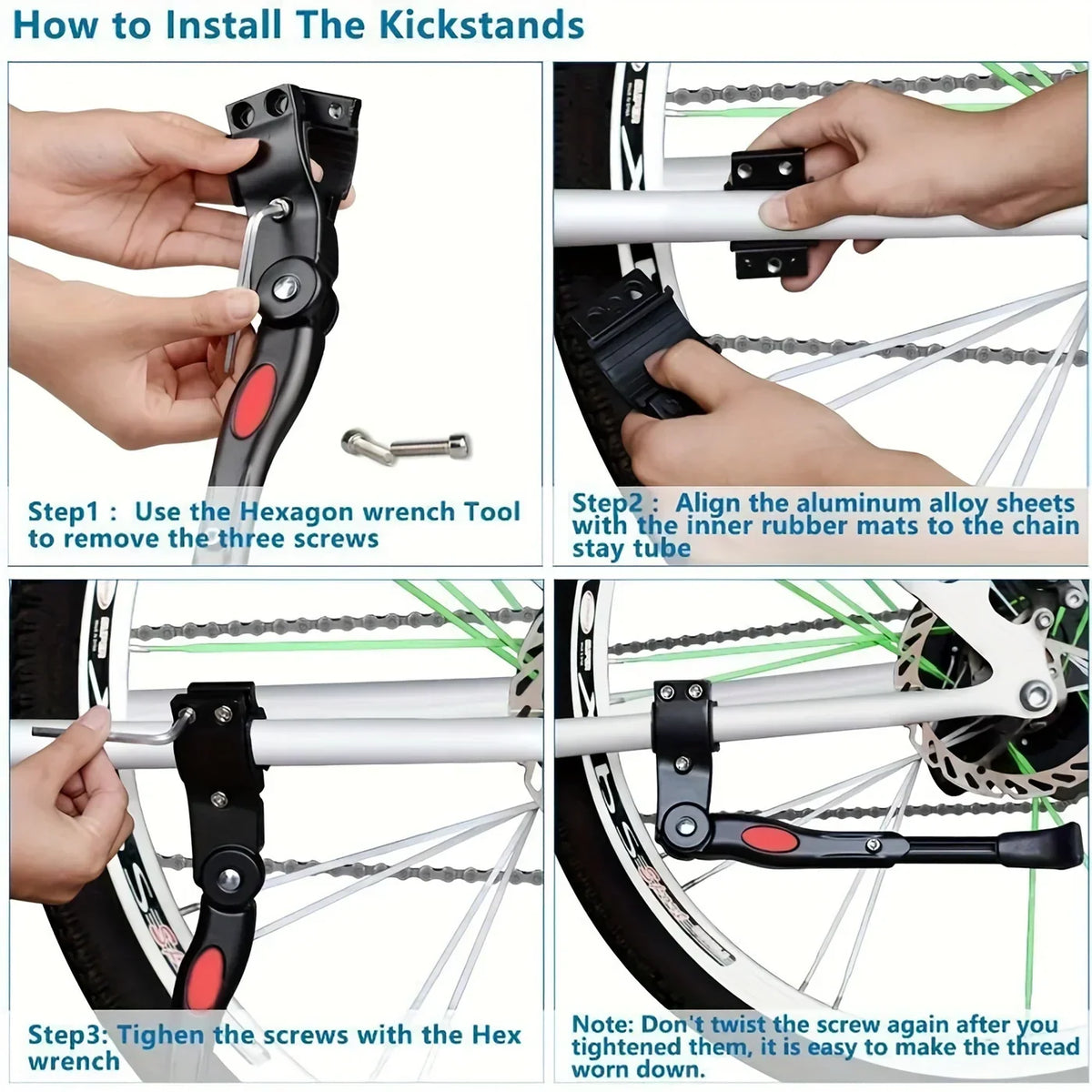 Bicycle Kickstand Adjustable Height Aluminum Stable Support