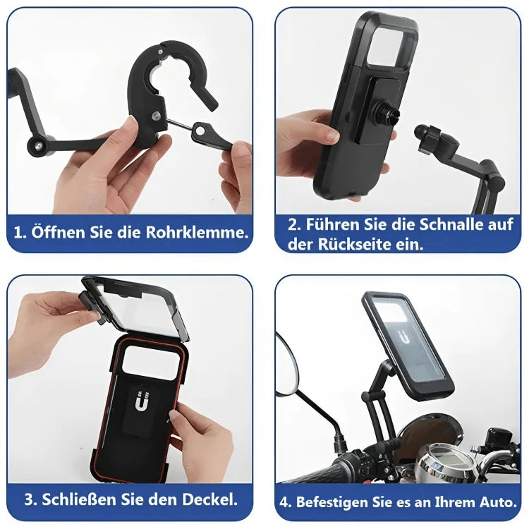 Bicycle Phone Holder Waterproof Clear Touchscreen Window Fits 5.5–6.8 Inch Smartphones