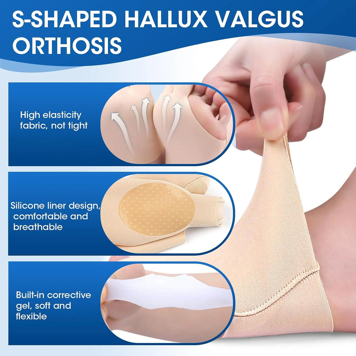 Big Toe Corrector Low-Profile Stretch Fit Washable