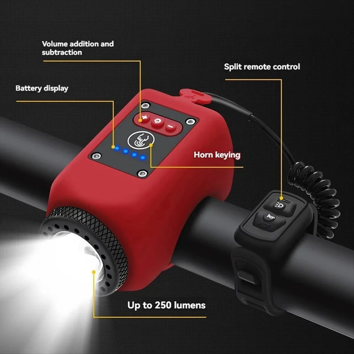Bike Horn & Light Loud Multi-Tone Rechargeable